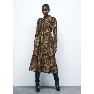 Zara The Alabama Belted Metallic Maxi Dress, Size Small, Color Paisley Multi